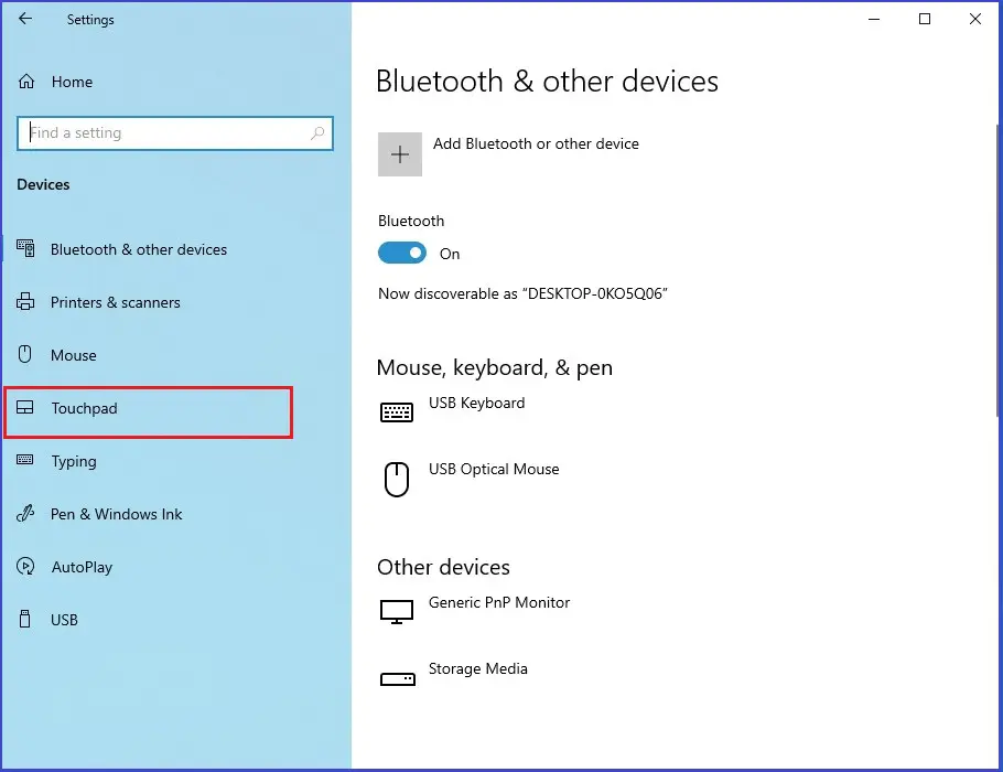 تنظیمات تاچ پد در ویندوز 10
