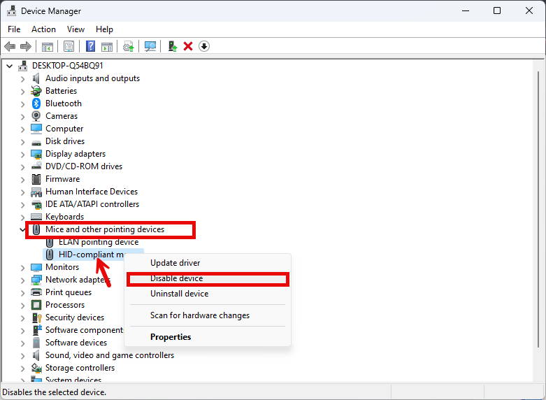 از کار انداختن تاچ پد ویندوز 11