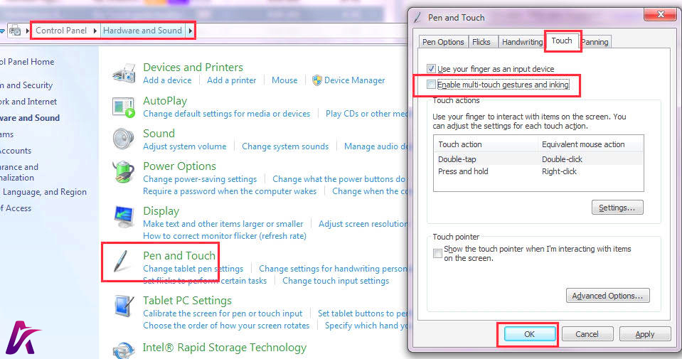 غیرفعال کردن تاچ پد در ویندوز 7