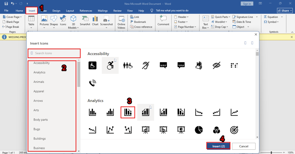 استفاده از Icon ورد