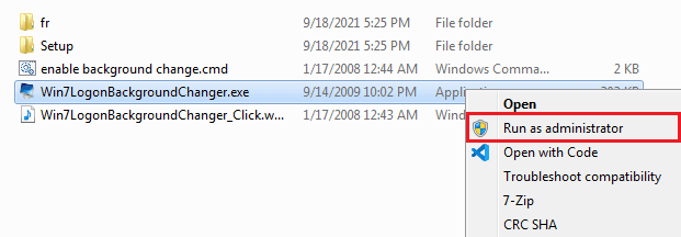 باز کردن نرم افزار Windows 7 Logon Background Changer
